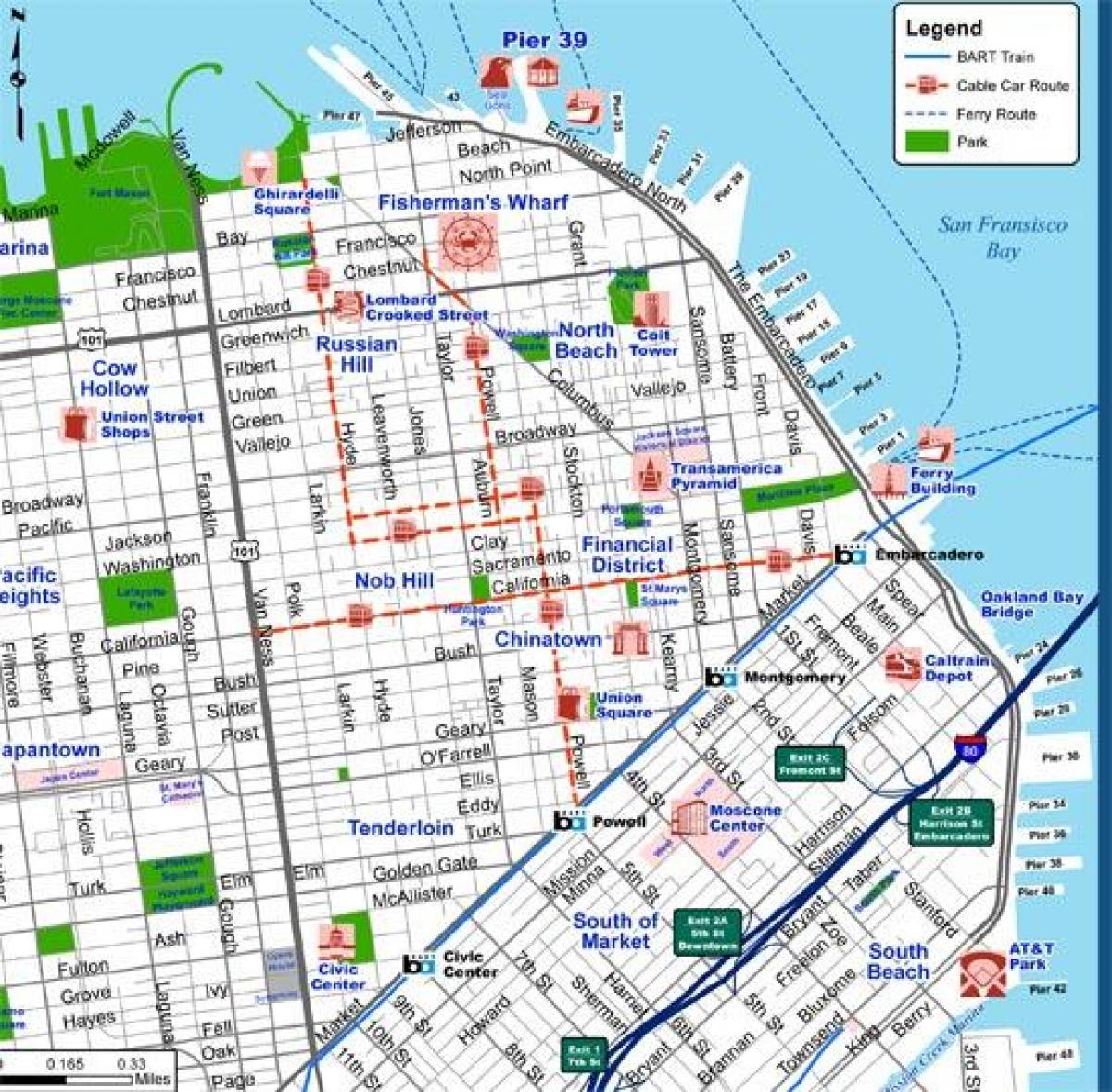 San Francisco, mapa miasta, turystyczny