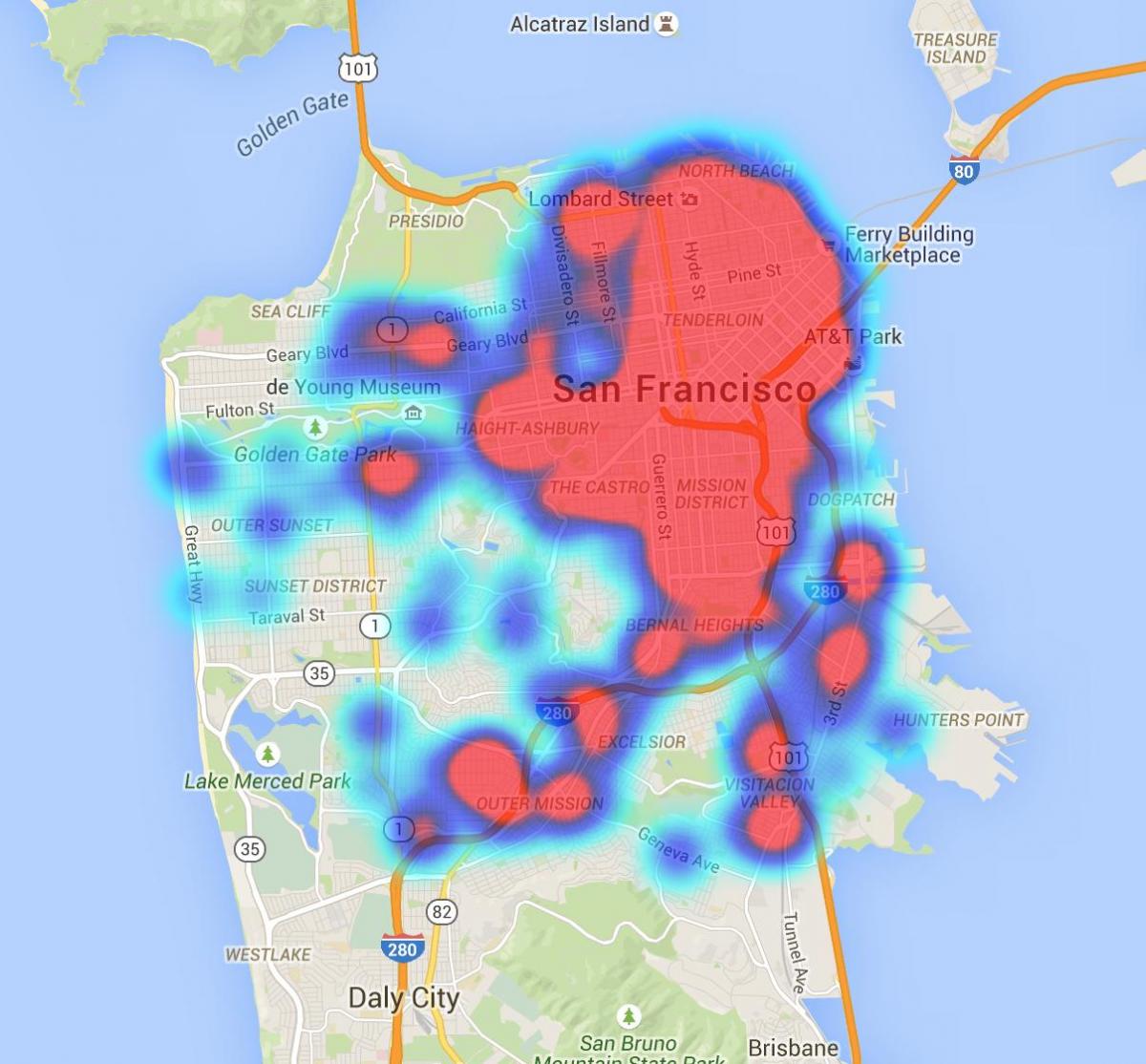mapa cieplna San Francisco