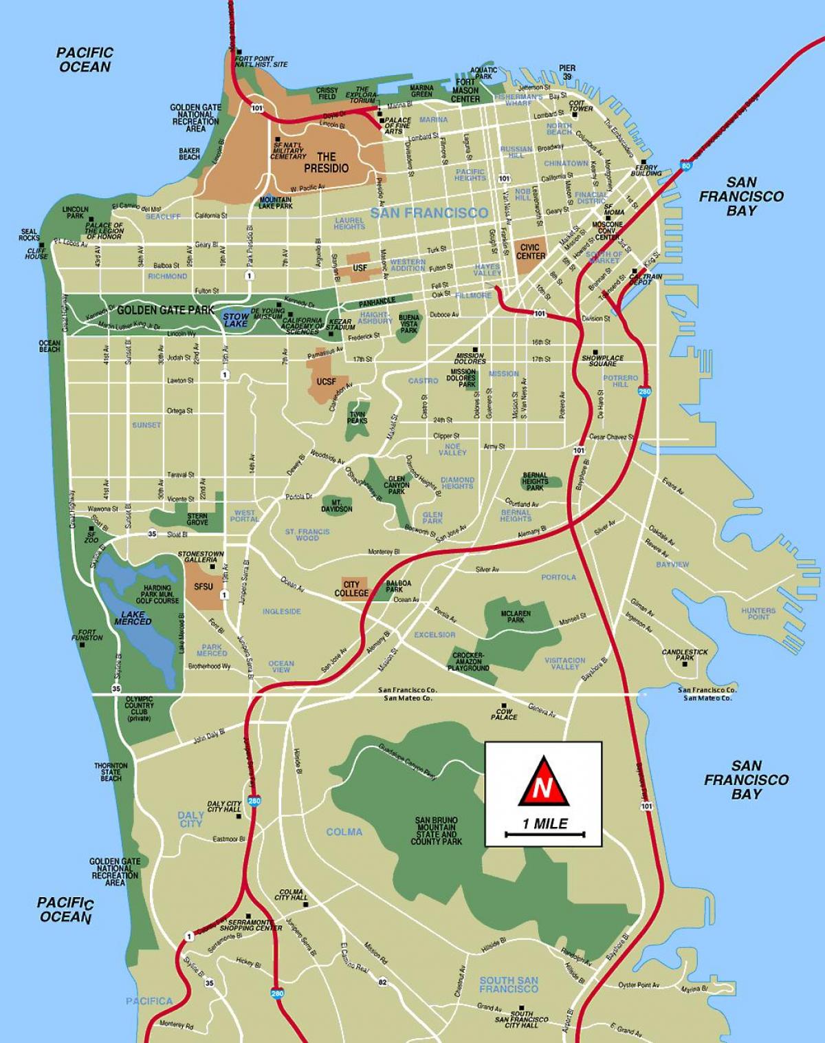 San Francisco miejsca do odwiedzenia na mapie