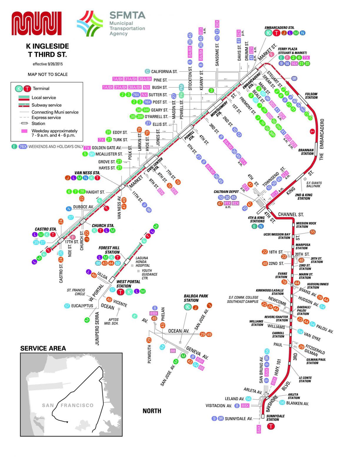 San Francisco autobus miejski mapie