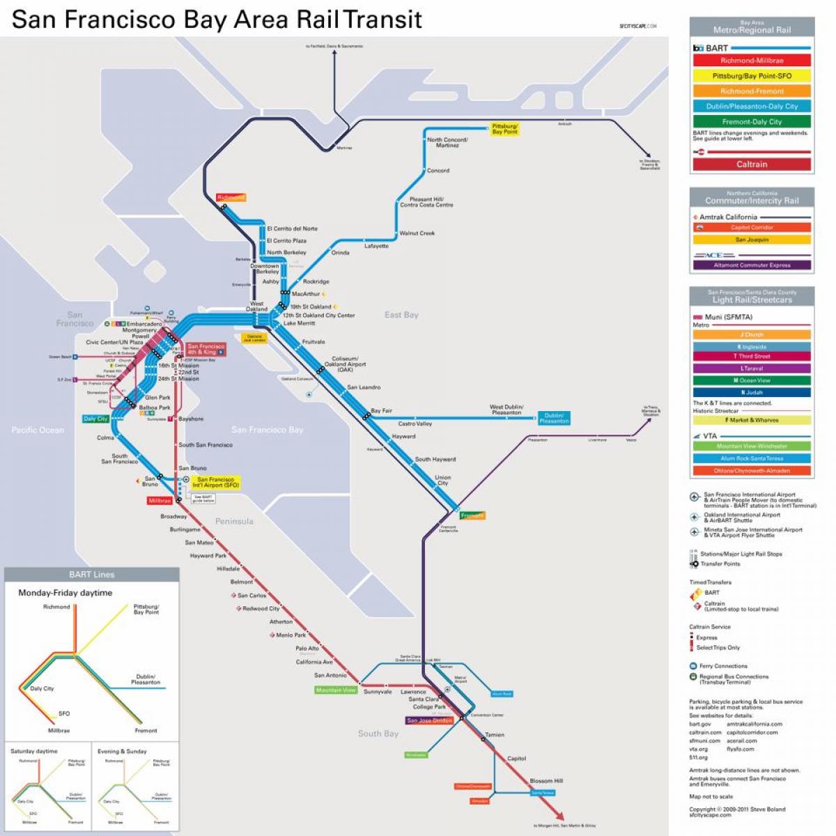 stacji Bart w San Francisco mapie