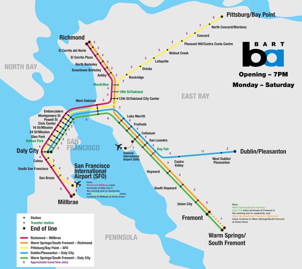 Bart systemu San Francisco mapie