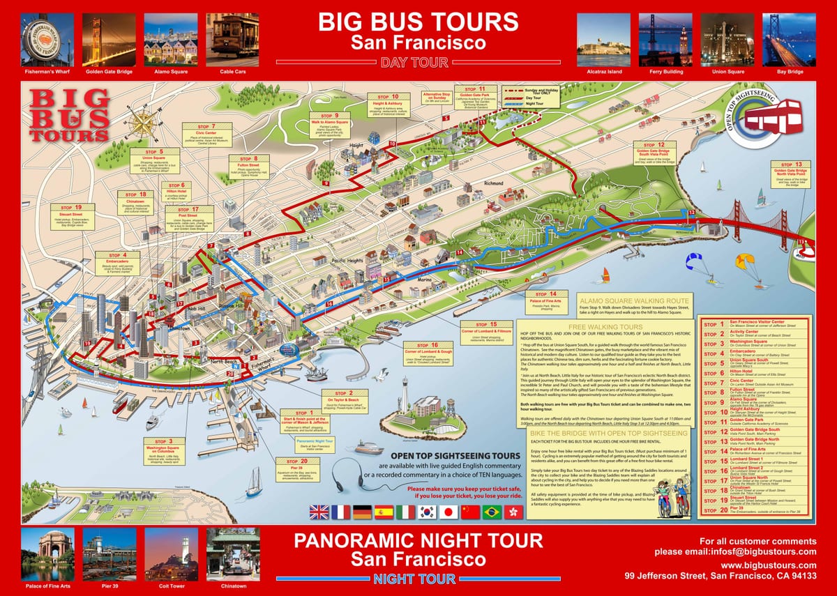 San Francisco-hop-hop-off bus mapie