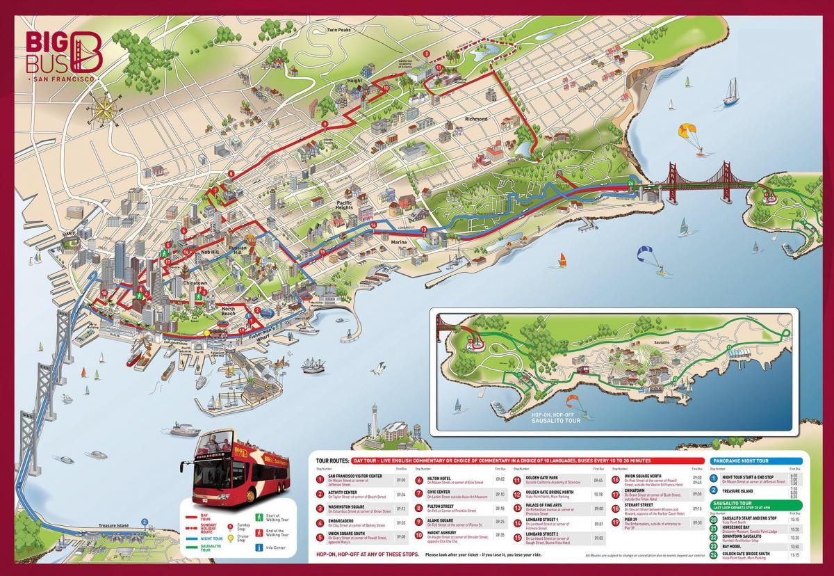 Bus tour w San Francisco mapie