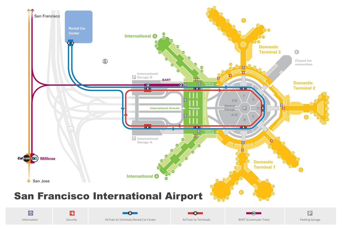 San Francisco, lotnisko wynajem auto mapa