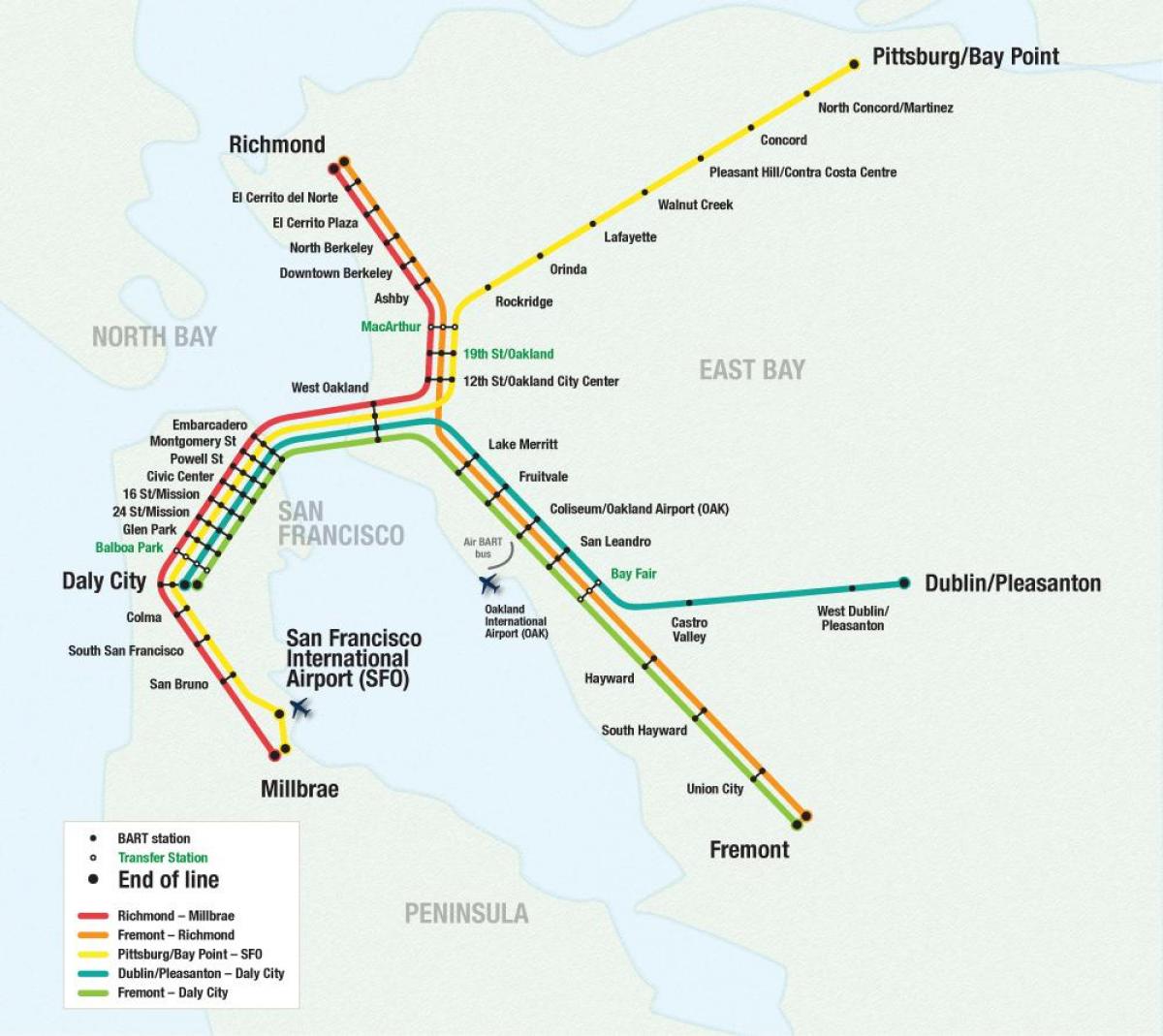 San Francisco lotnisko Bart mapie