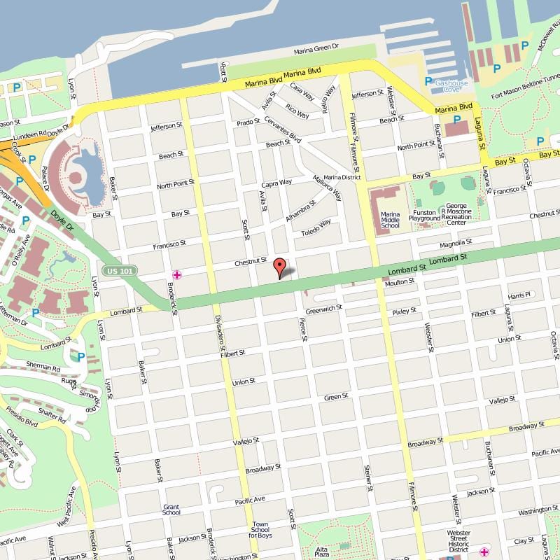 Mapa Lombard street w San Francisco