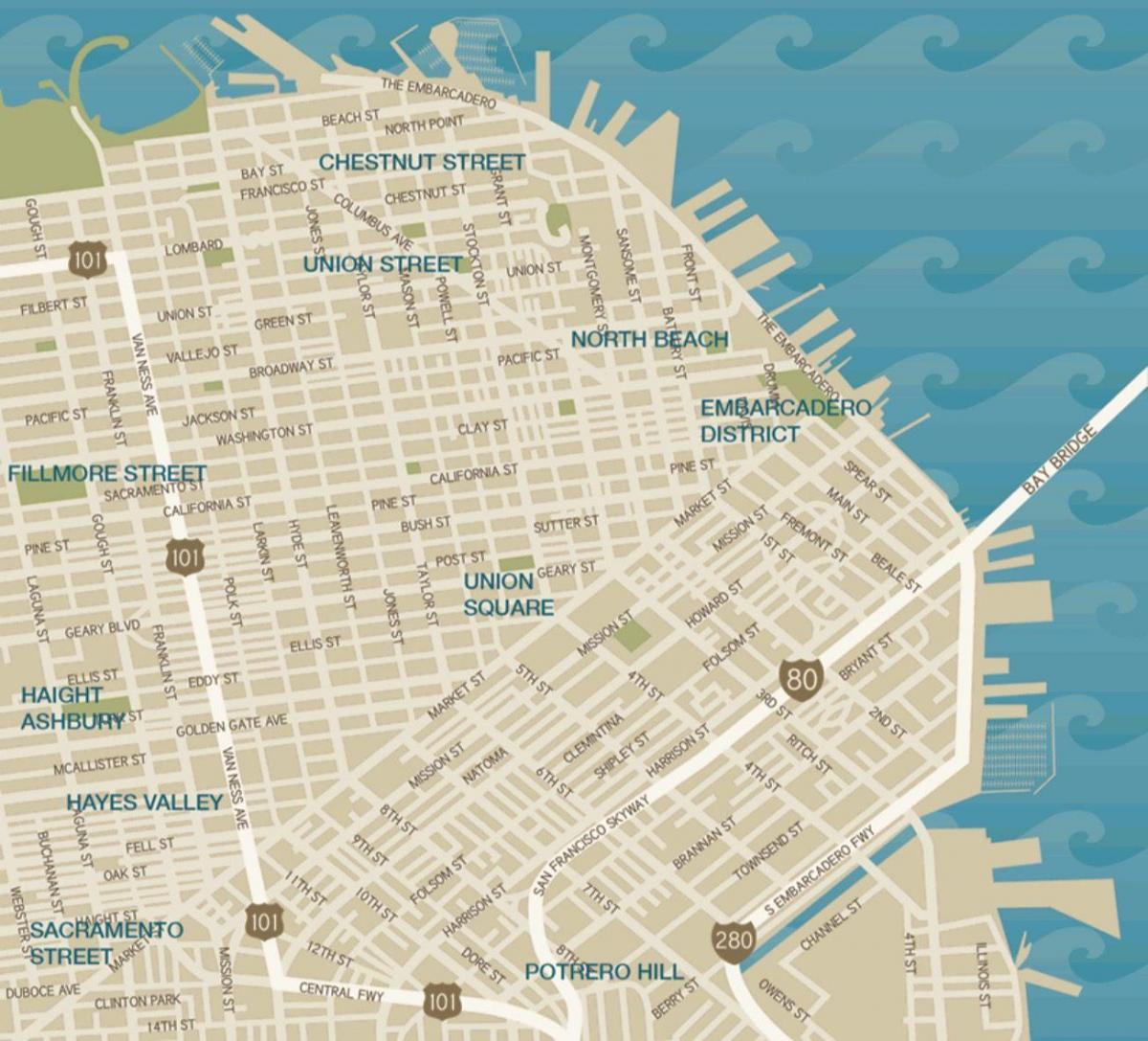 mapa miasta Celnej w San Francisco placu