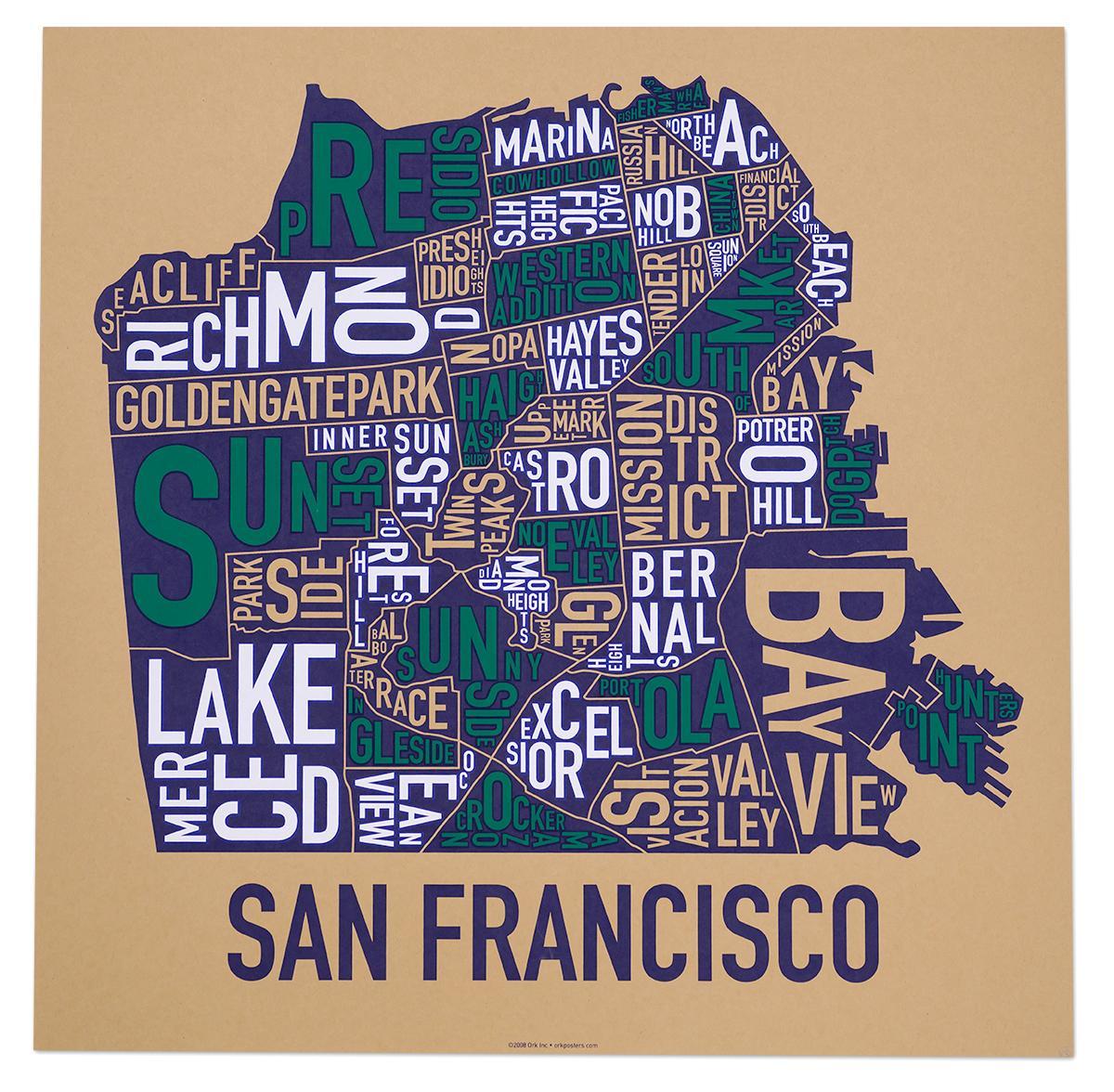 Okolice San Francisco mapa plakat