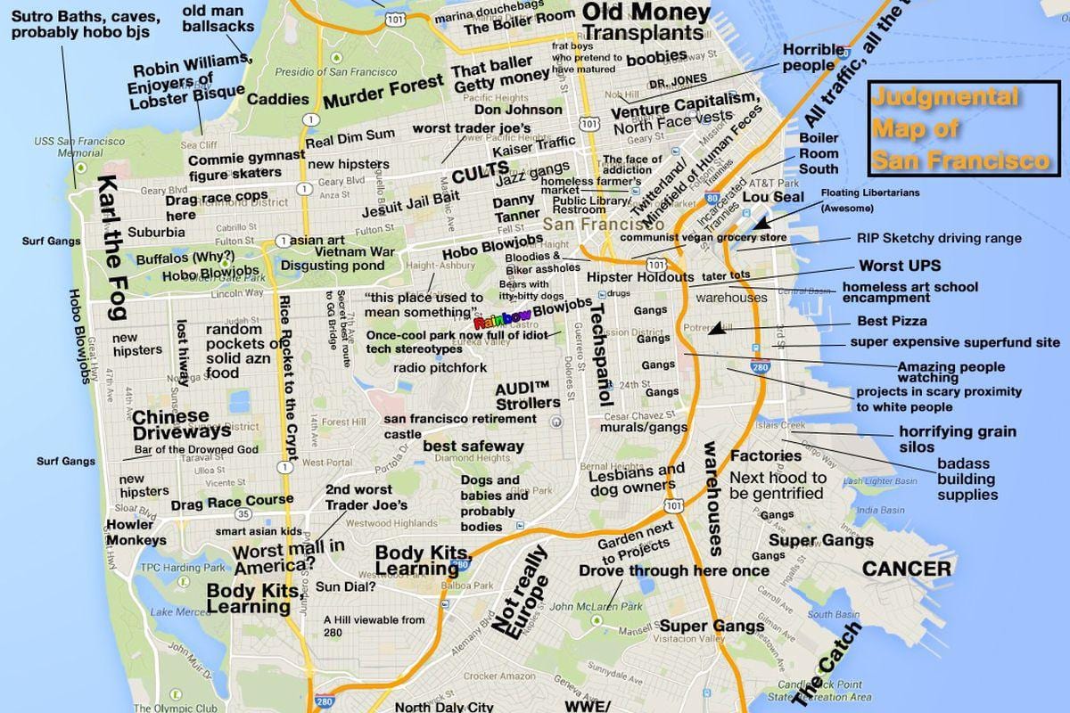 Mapa potępiać San Francisco