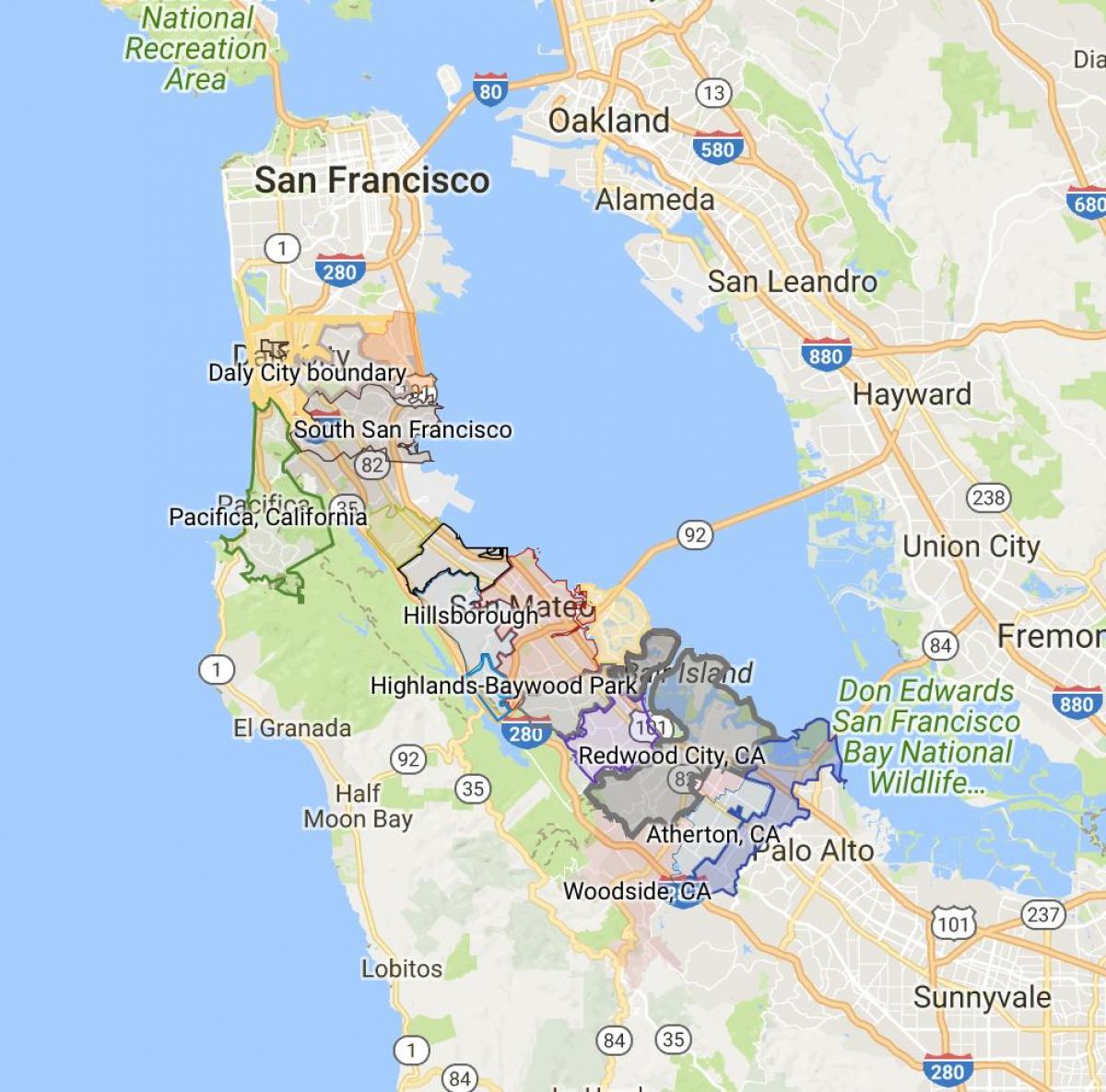 Mapa granicy San Francisco 