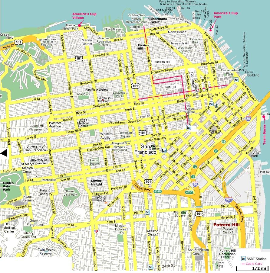 San Francisco atrakcje na mapie