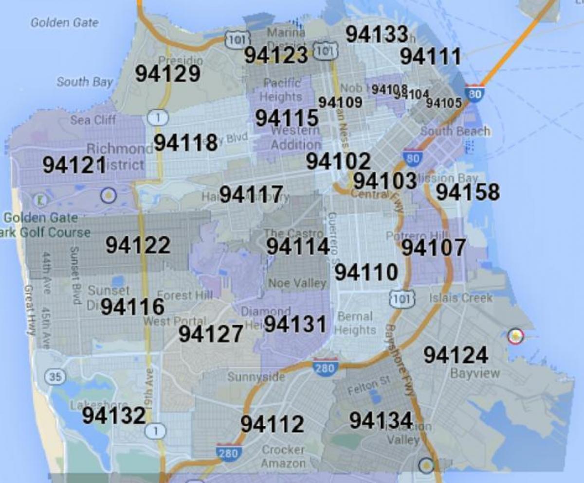 San Francisco zip mapie