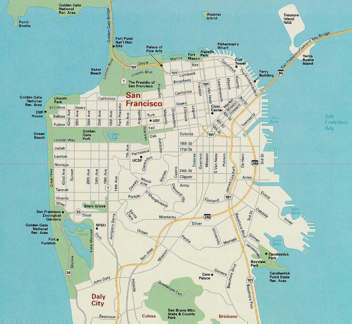 Mapa San Francisco, główne atrakcje