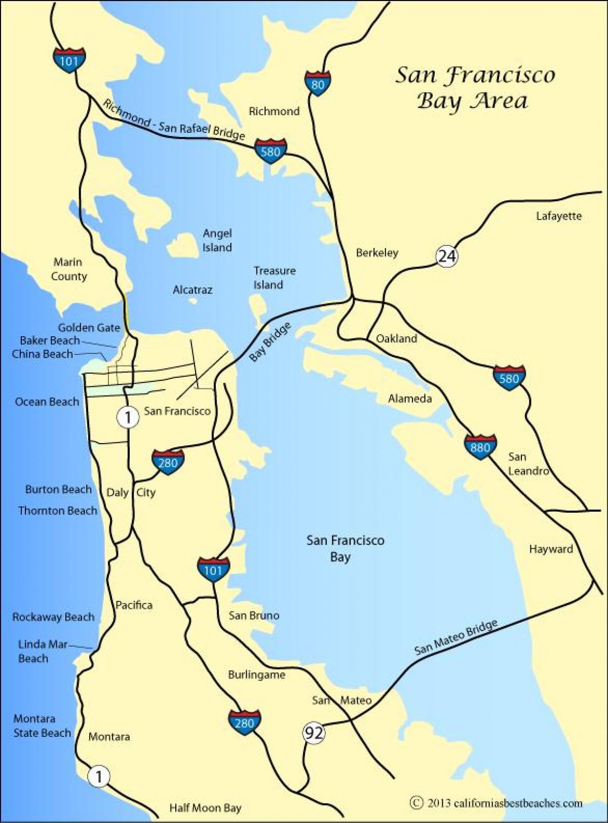 Mapa San Francisco plaże