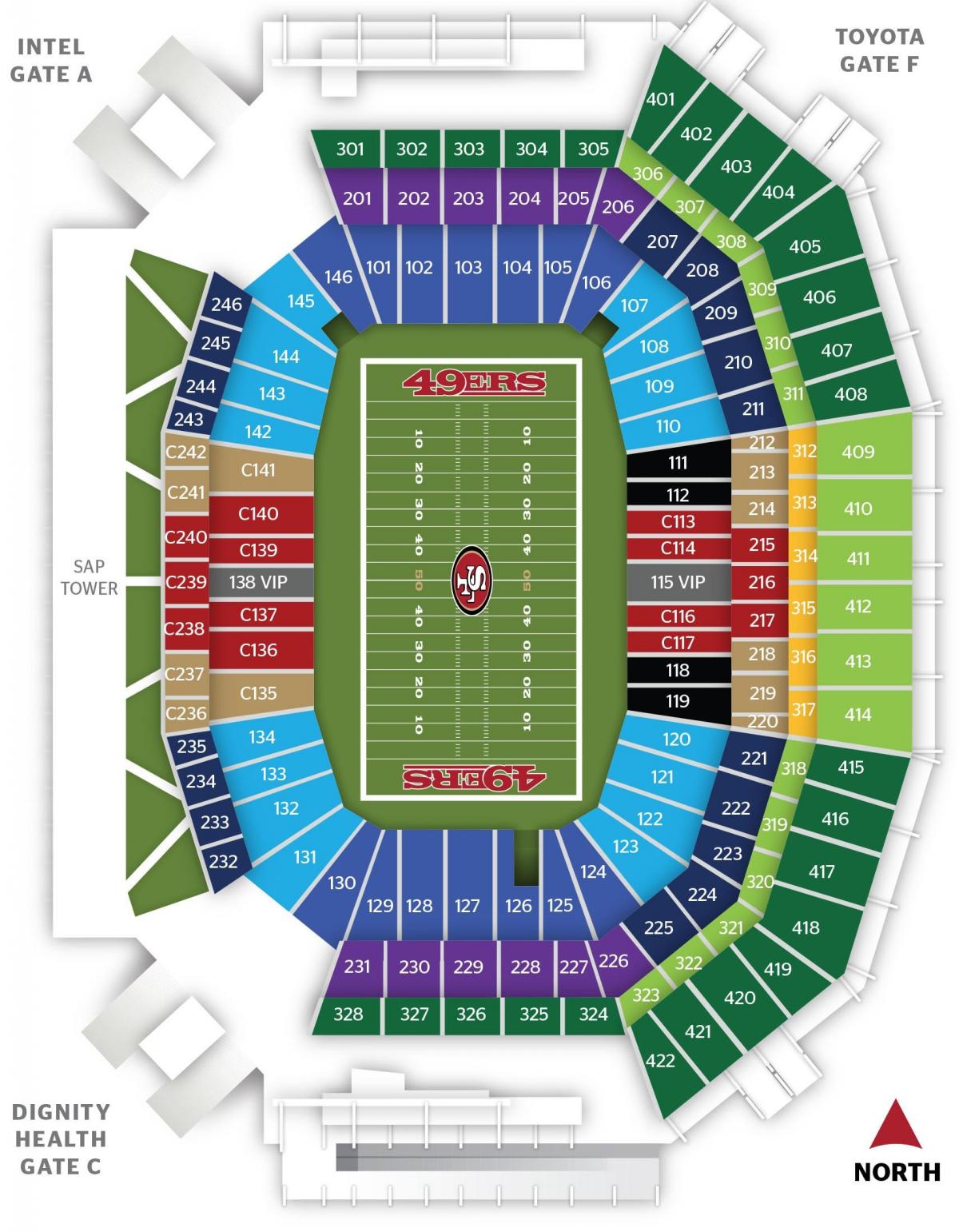 Mapa San Francisco 49ers w stadion 