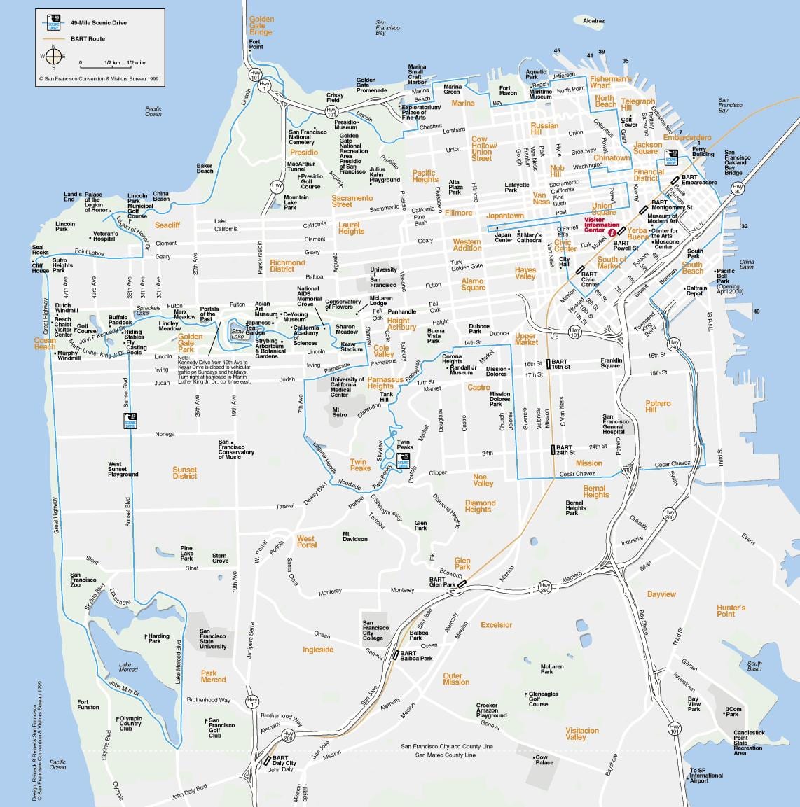 Mapa atrakcji, jak San Francisco 