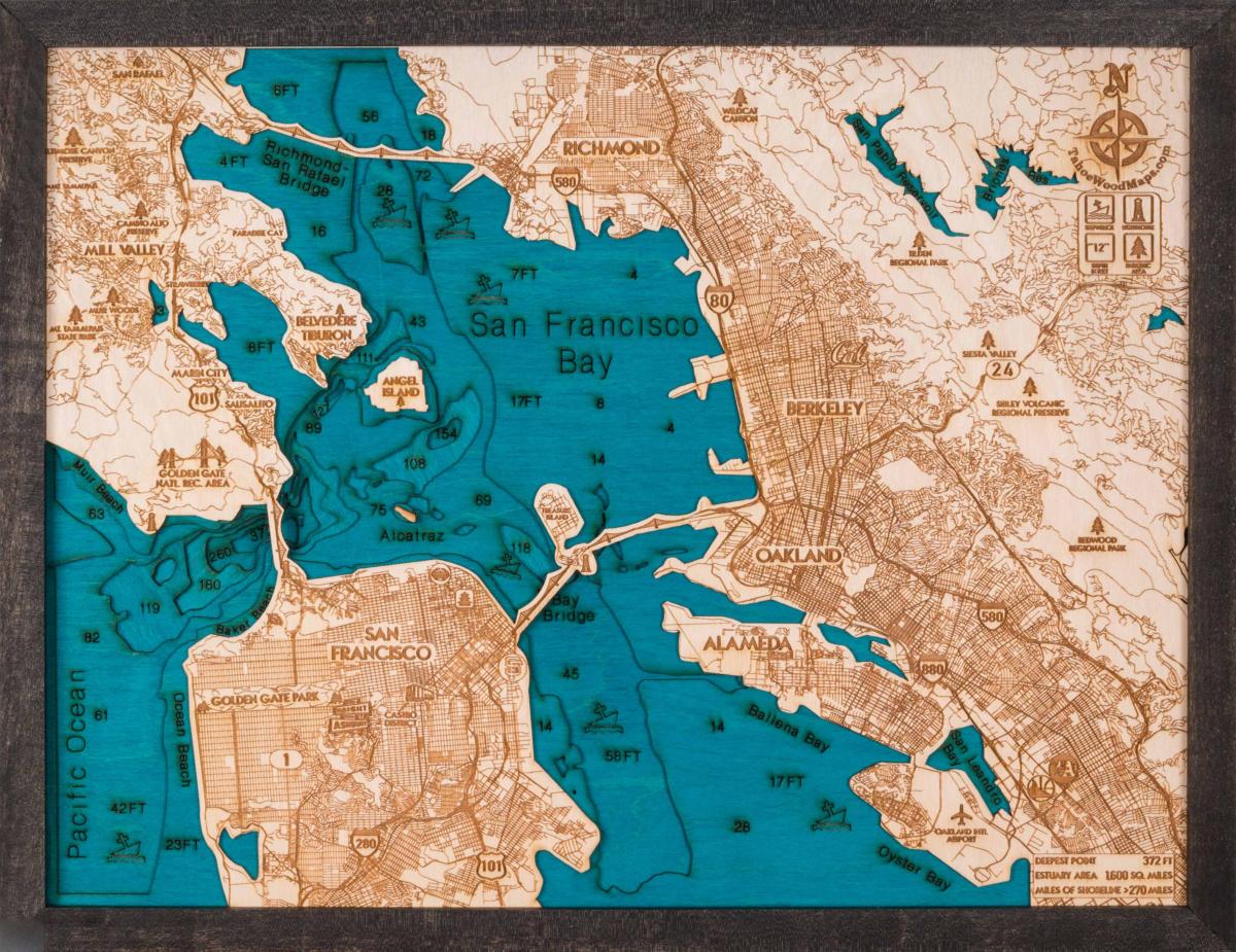Mapa San Francisco z drewna