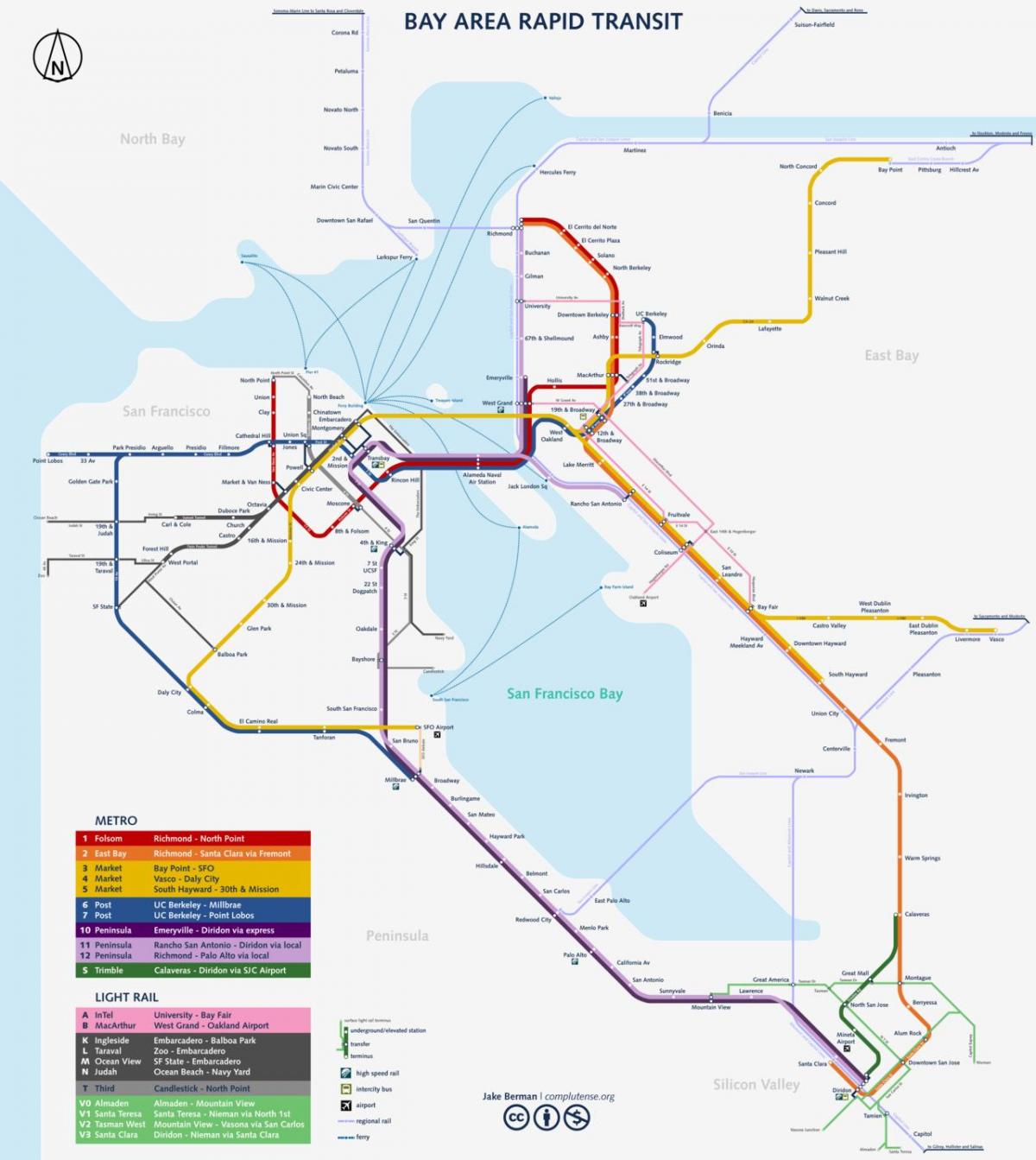 Mapa metra w San Francisco 