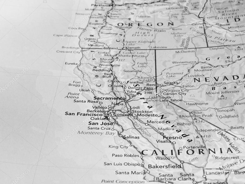 czarno-biała mapa San Francisco