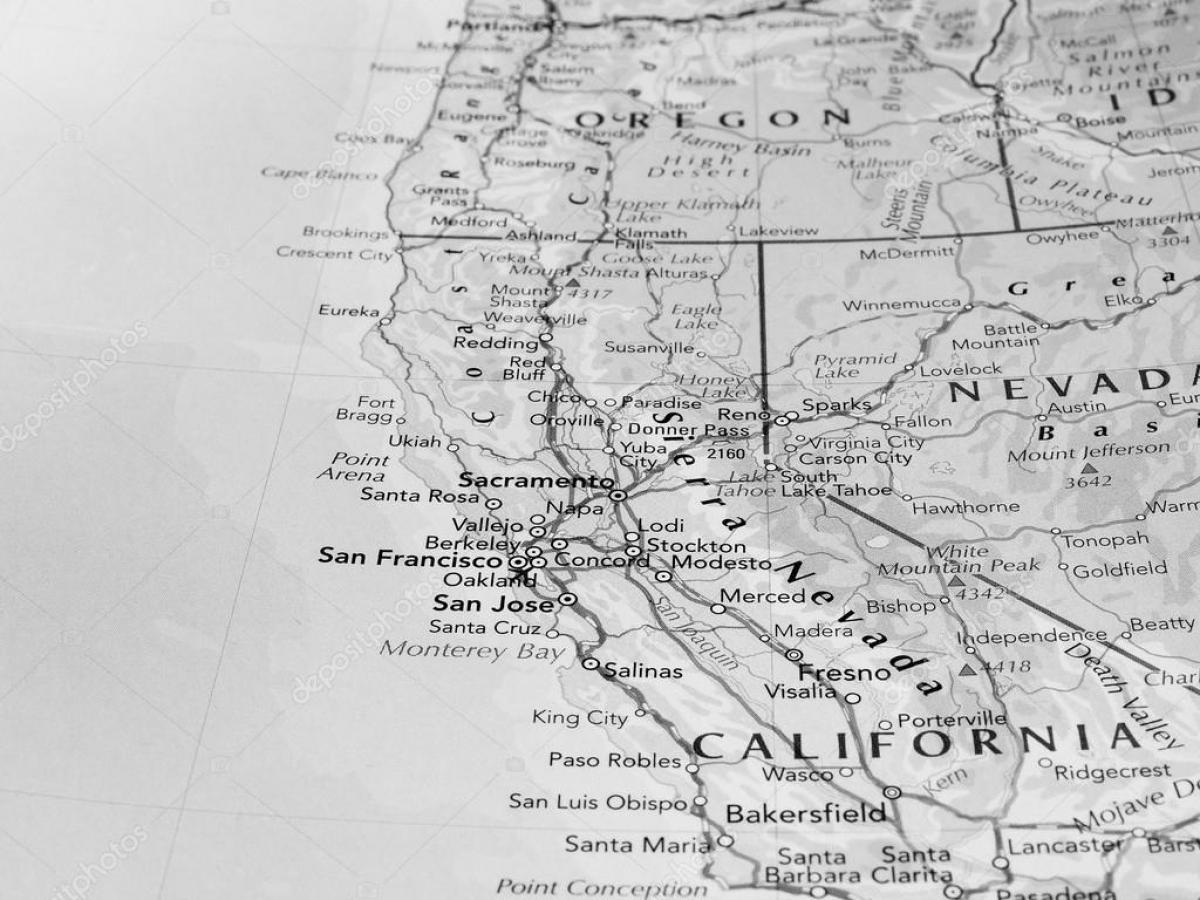 czarno-biała mapa San Francisco