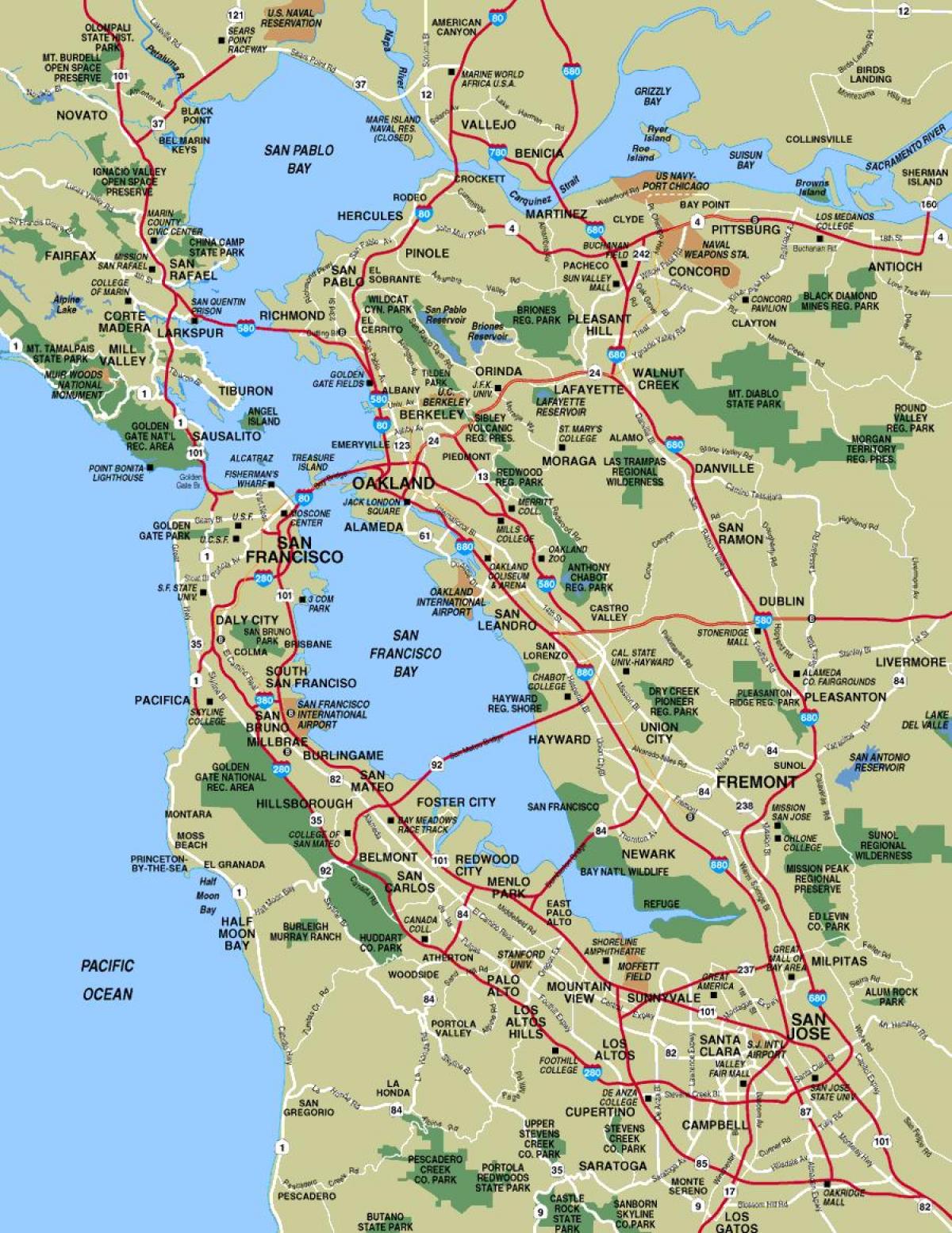 Podróży do San Francisco mapie