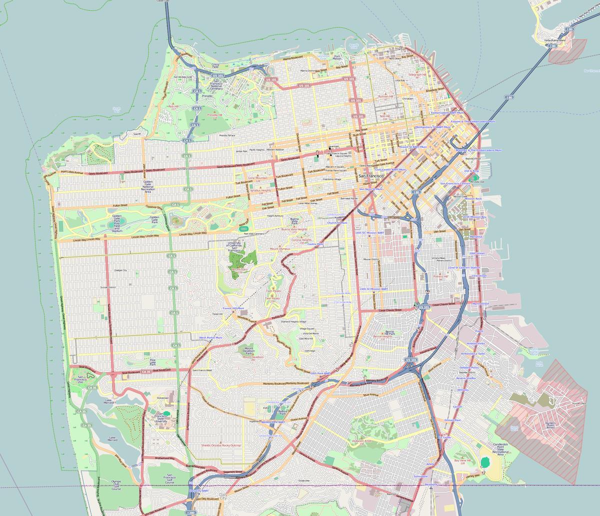 Mapa San Francisco zarys