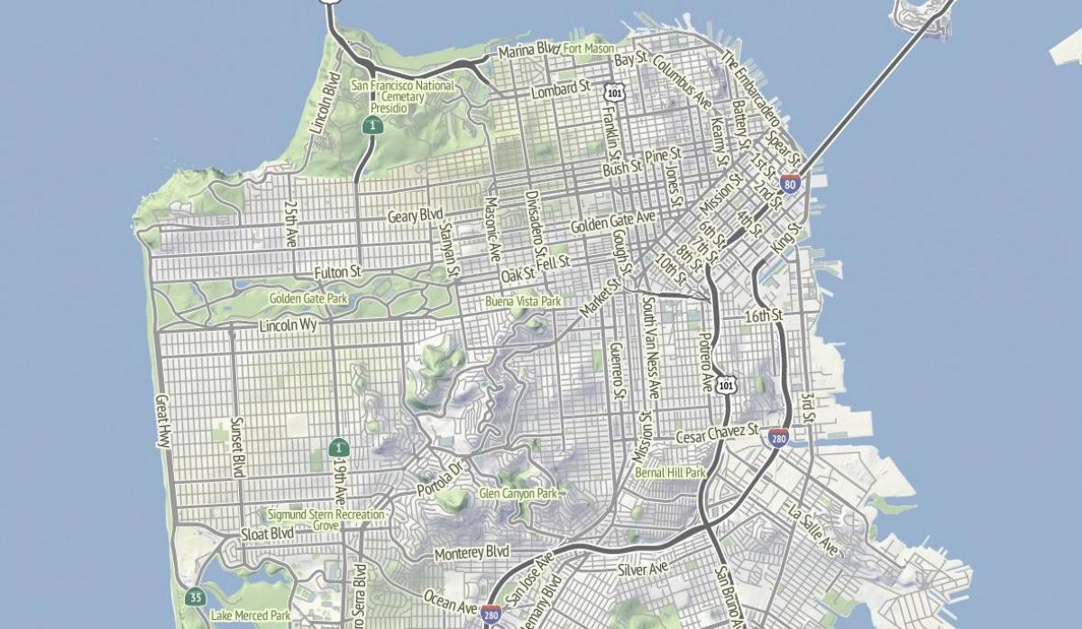 Mapa San Francisco terenu