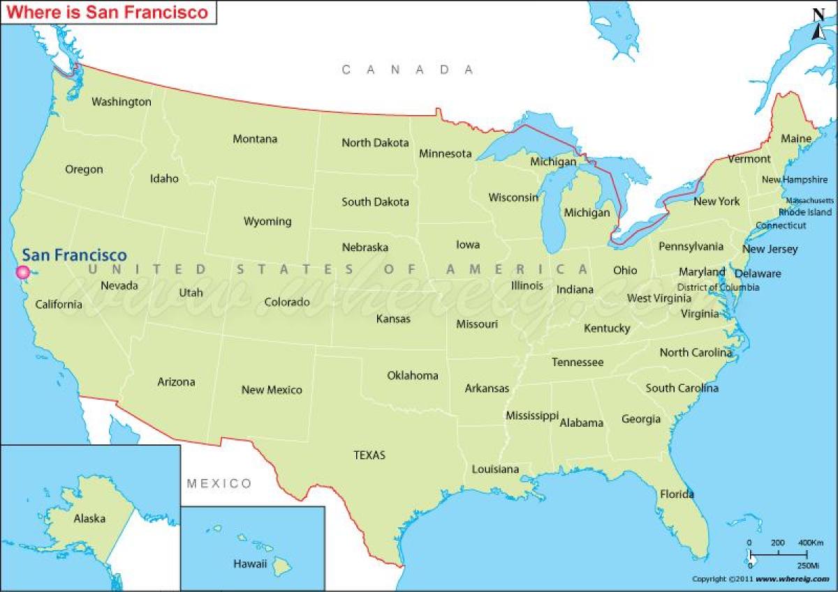mapa San Francisco, Ca, STANY zjednoczone
