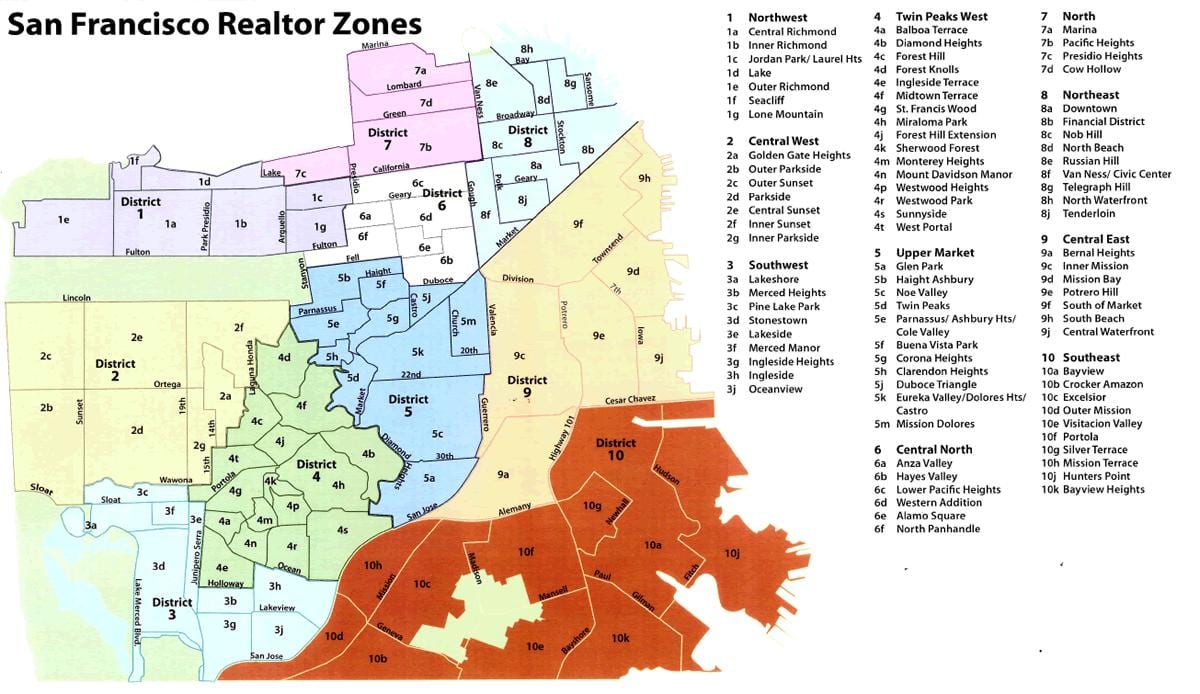Mapa San Francisco dzielnic