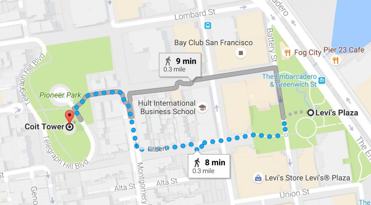 Mapa San Francisco self-wycieczki z przewodnikiem