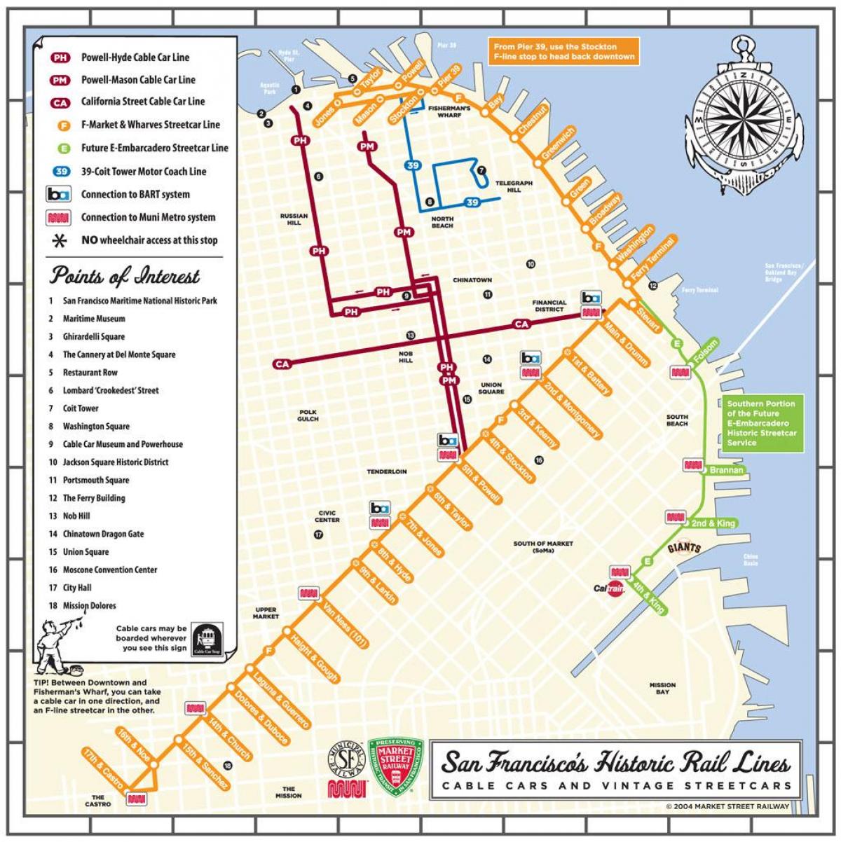 San Fran tramwaj mapie