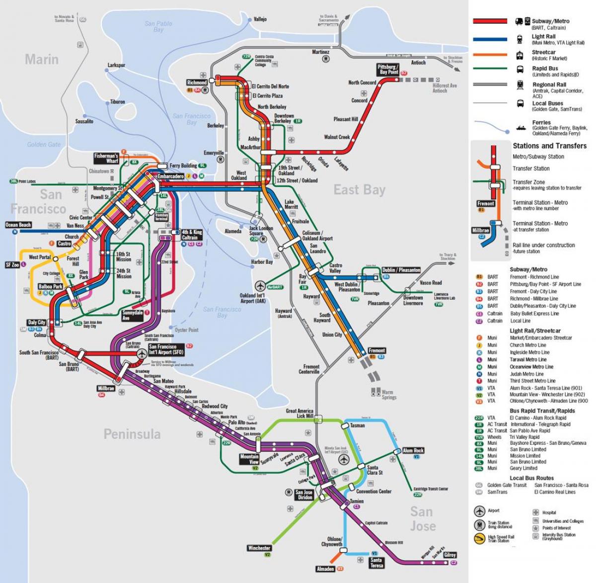 Mapy komunikacji miejskiej San Francisco