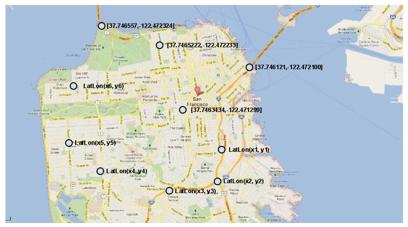 Mapa San Francisco współrzędne