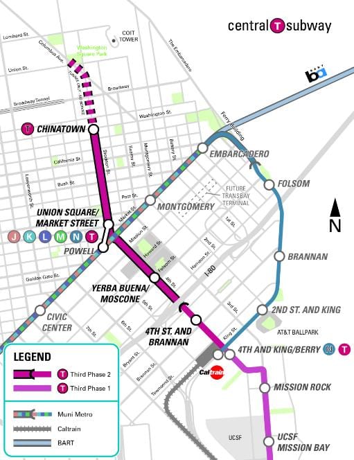 centralny metra San Francisco mapa