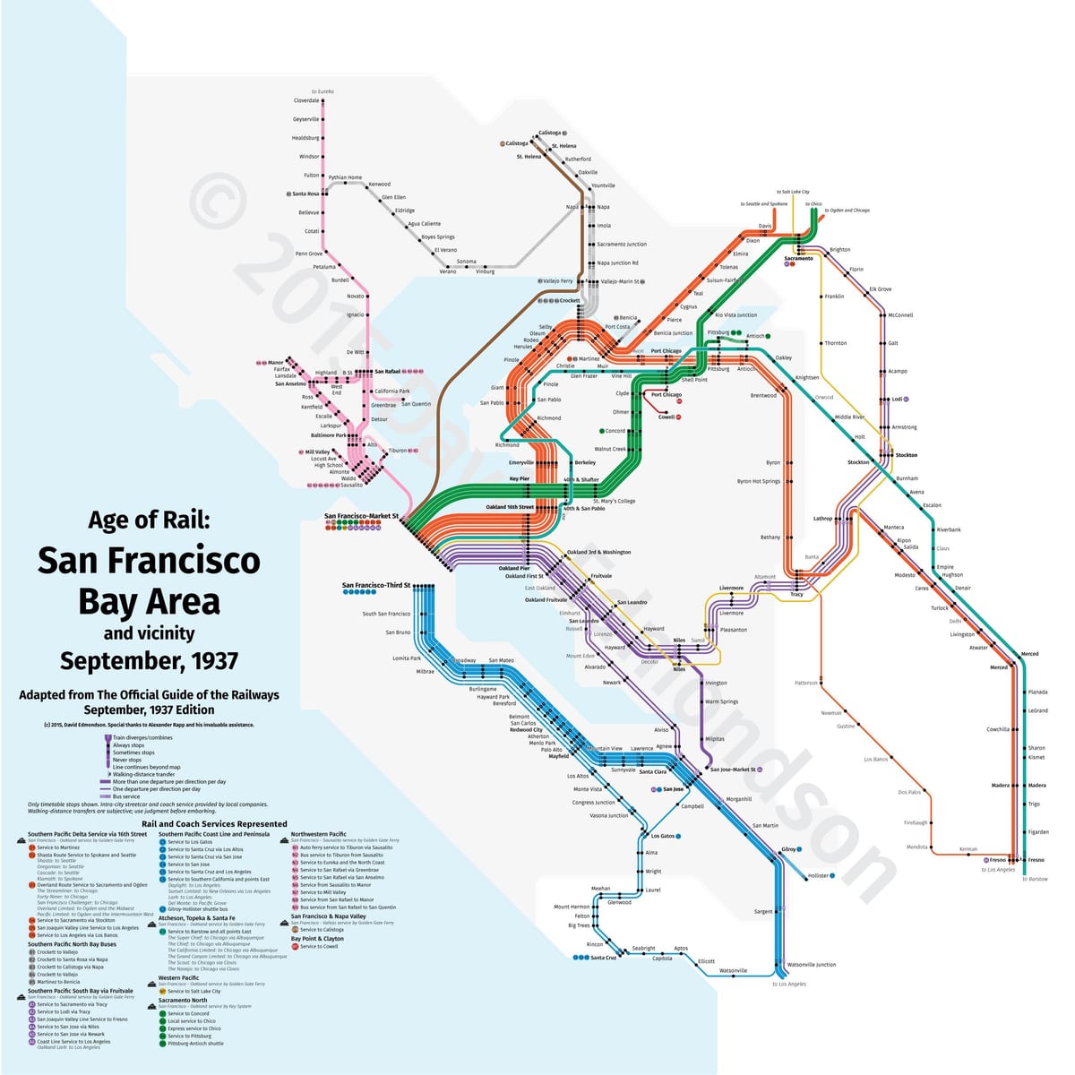 San Francisco pociągiem na mapie