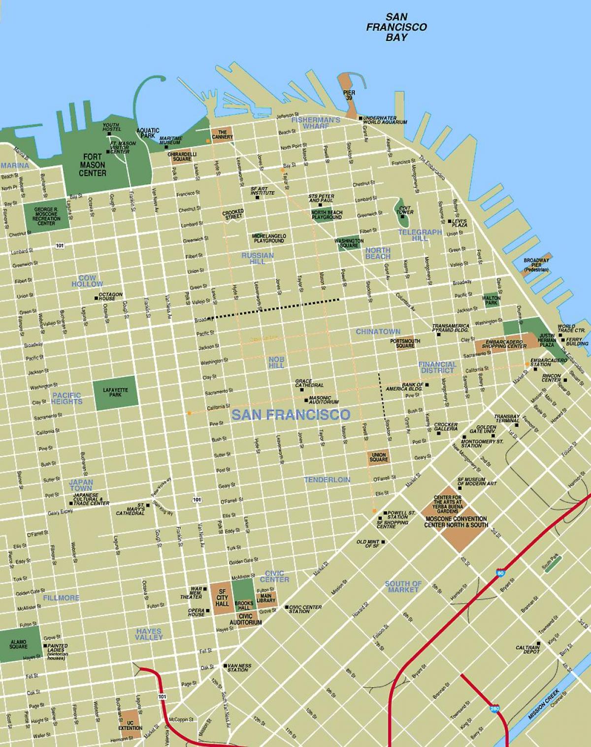 mapa atrakcji, jak San Francisco
