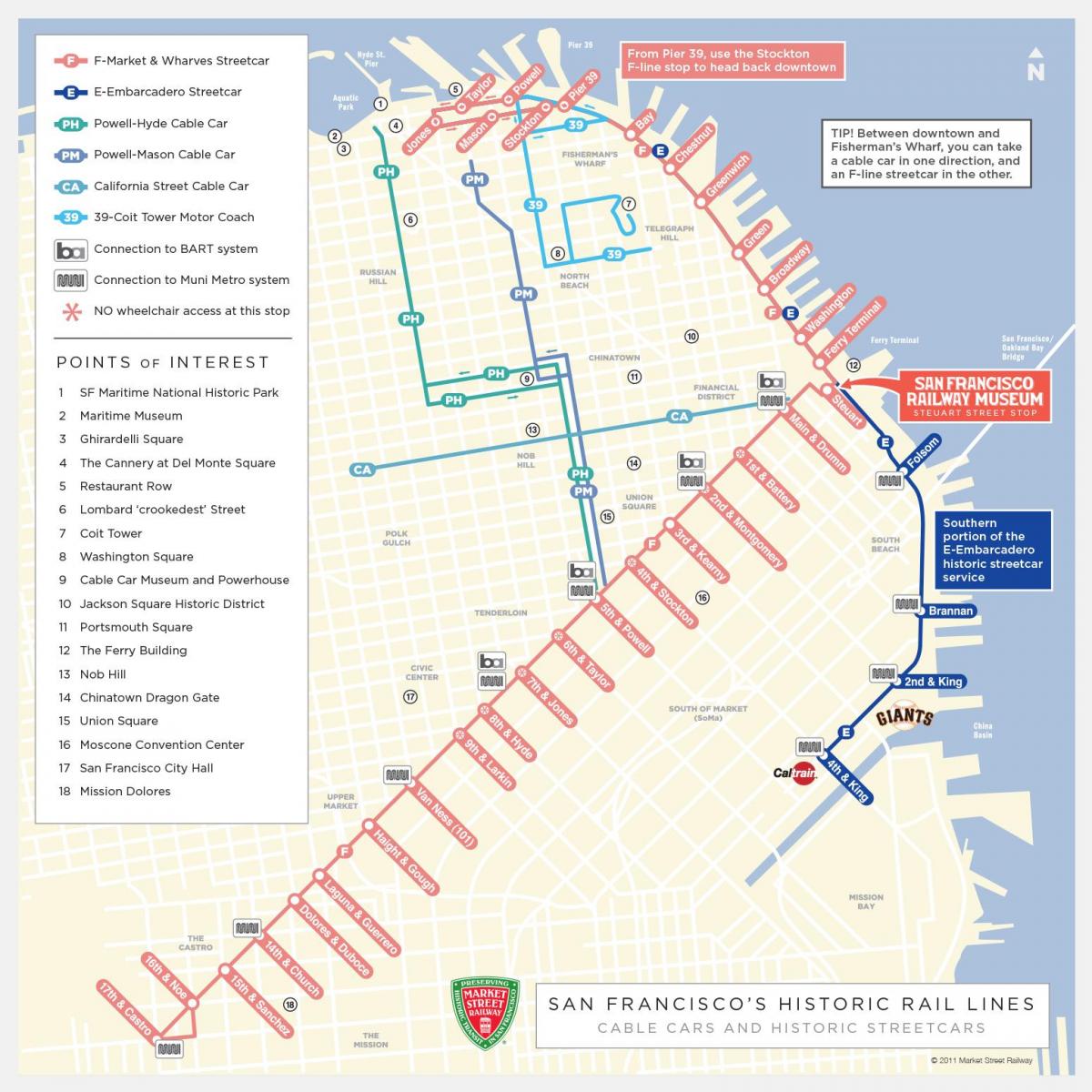 mapa San Francisco троллейбусный trasę 