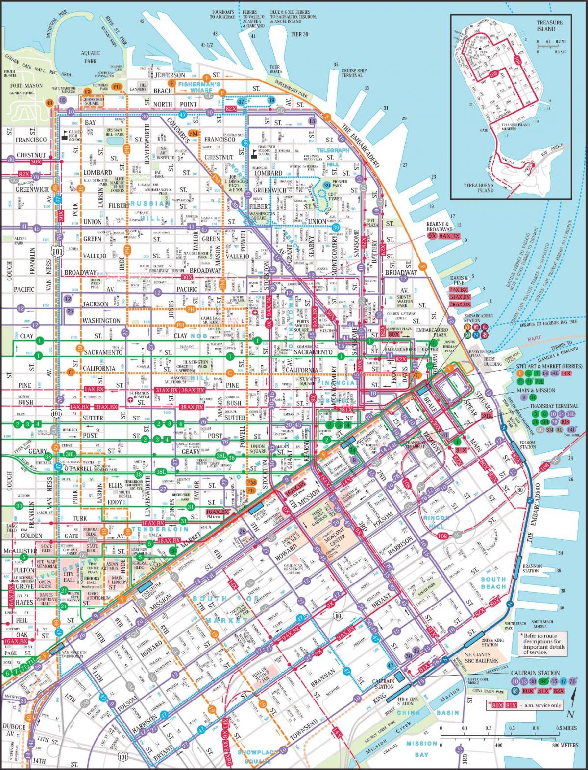 San Francisco transportu publicznego mapie