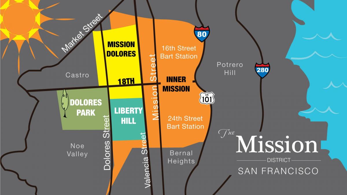Mapa misji dzielnicy San Francisco