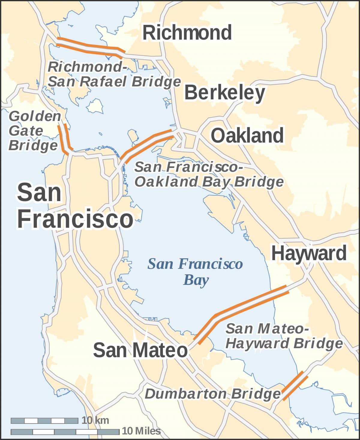 Mapa zatoki mosty