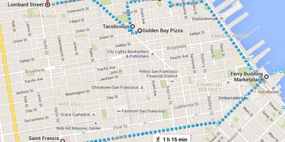 San Francisco Chinatown piesza wycieczka na mapie