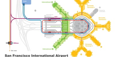 San Francisco, lotnisko wynajem auto mapa 