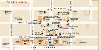 Mapa japońskiej dzielnicy San Francisco