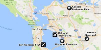 Lotniska w pobliżu San Francisco mapie