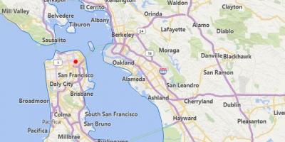Mapa miast Kalifornii, w pobliżu San Francisco