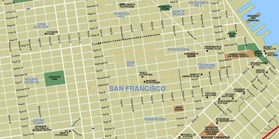 Mapę miasta San Francisco, ca