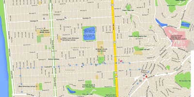 Mapa zachodzie słońca dzielnicy San Francisco