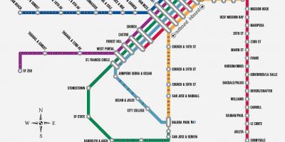 SF metra Muni mapie