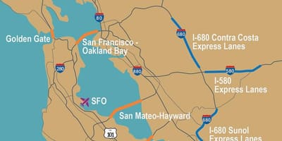 Płatne drogi w San Francisco mapie
